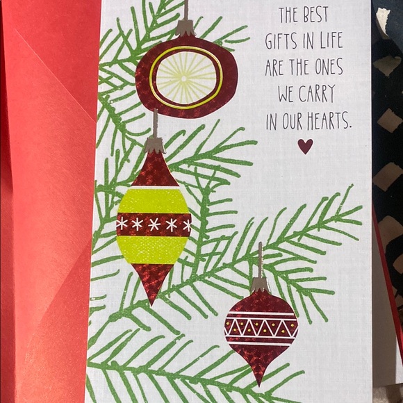 Holiday Greeting Card with Red and Green Ornaments - Picture 1 of 3